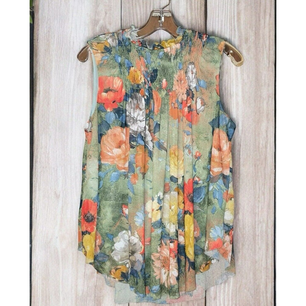 Anthroplogie Deletta S Epona Floral Swing Smocked Blouse Top